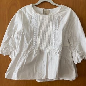 White Peplum Blouse with eyelet detail